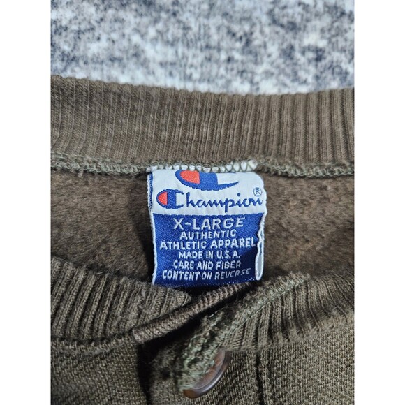 Vintage Champion Henley Heavy Pullover Shirt Green mens XL made in USA  logo - Picture 3 of 6